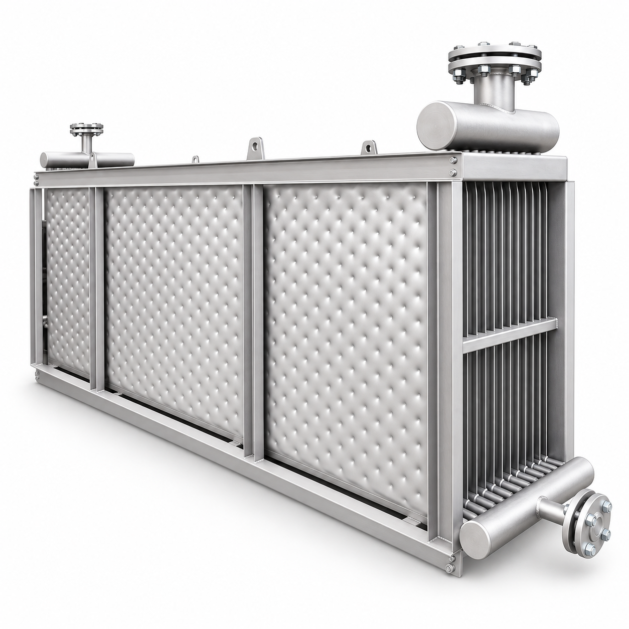 Illustrative falling-film pillow-plate evaporator for chilled process water